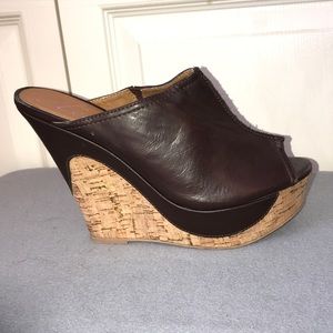 Heart Soul 5.5” Platform High Heel Cork Wedges! Brown Size 10